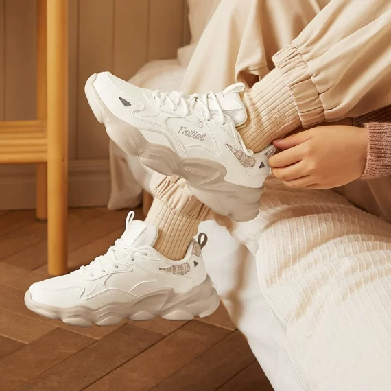 Women's Leather Low-Top Sports Shoes – Casual Running, Soft Cushioning, Non-Slip Retro Dad Sneakers - Image 2