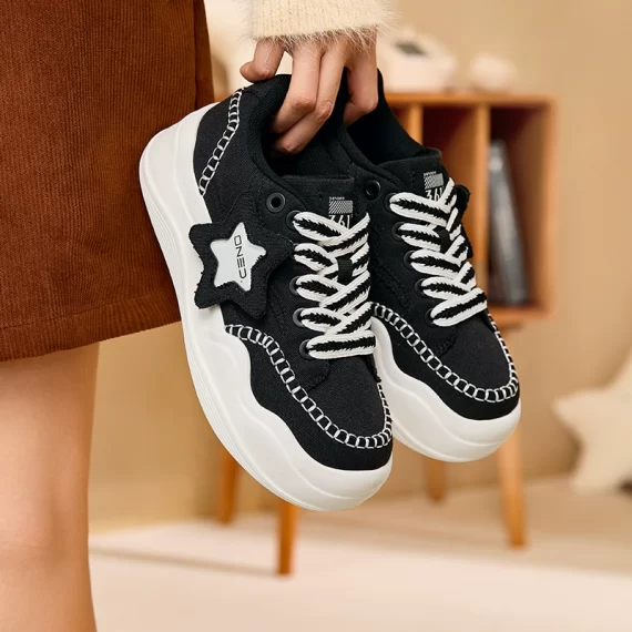 Women's Soft & Lightweight Sports Shoes – Casual Thick-Soled Canvas Sneakers - Image 4