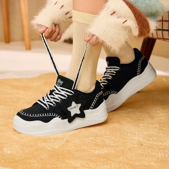 Women's Soft & Lightweight Sports Shoes – Casual Thick-Soled Canvas Sneakers - Image 2